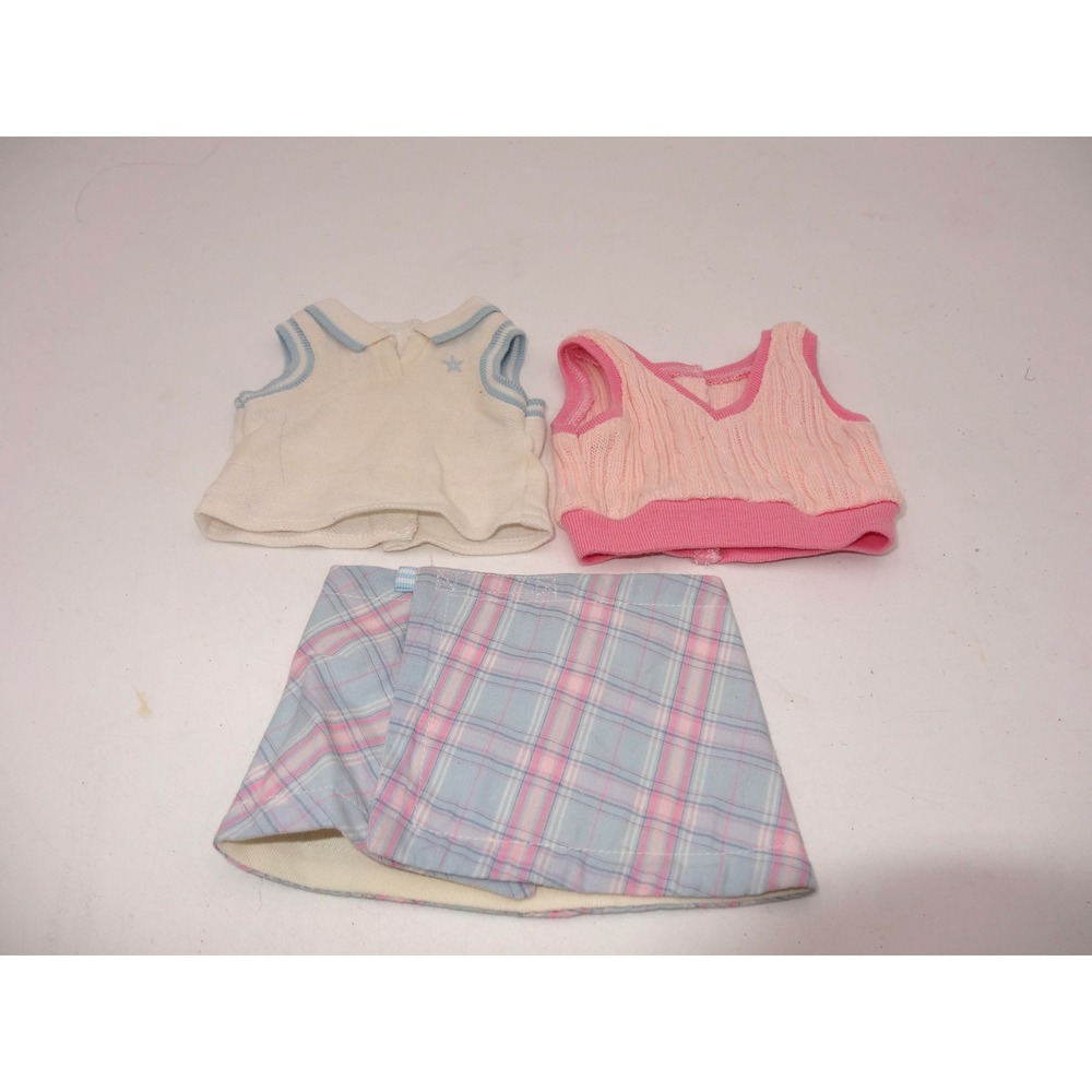 American Girl 2-in-1 Tennis Outfit Pink Blue Plaid Skirt White Polo Pink Vest